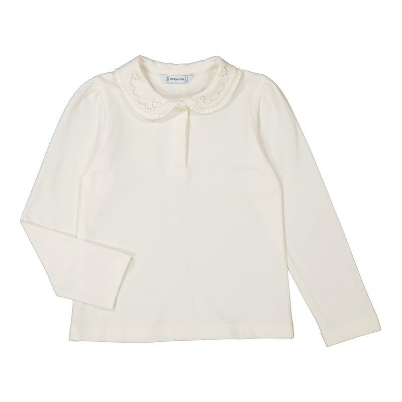 Maglia manica lunga ecrù bambina