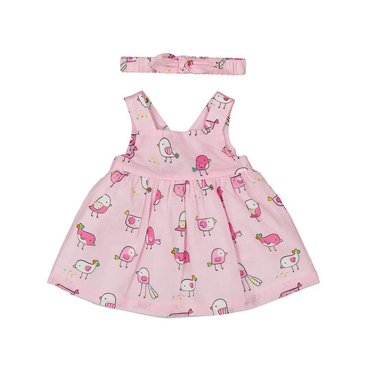 Vestitino con fascia stampato neonata