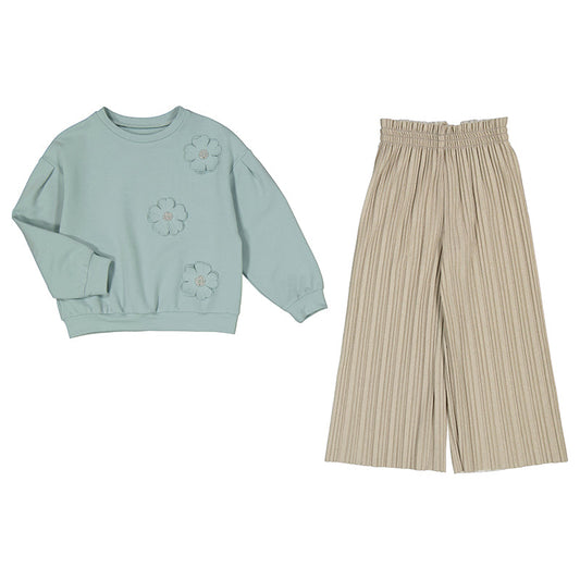 Completo con pantalone plissettato bambina